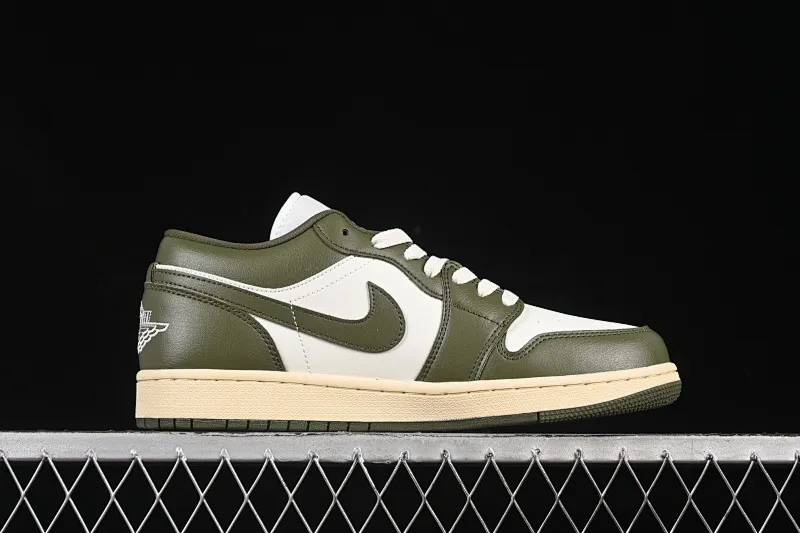 All categories Air Jordan Jordan series basketball shoes Air Jordan 1 Low Air Jordan 1 Low AJ1 Joe 1 army green and white low-top cultural and leisure sports sneakers DC0774-122